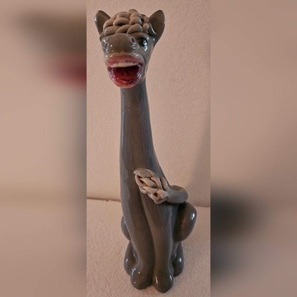 Gray Ceramic Dragon Figurine